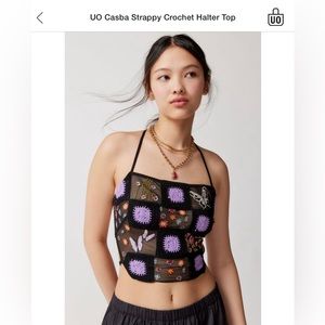 UO Caaba Strappy Crochet Halter Top